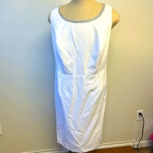 Plus Size 2-piece Dress & Blazer White w/ Embellished Neckline